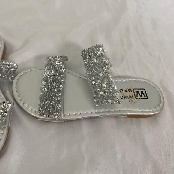 Silver Rhinestone Sandal Slides EU 29 US Kids / Toddler 12 - Picture 2 of 6